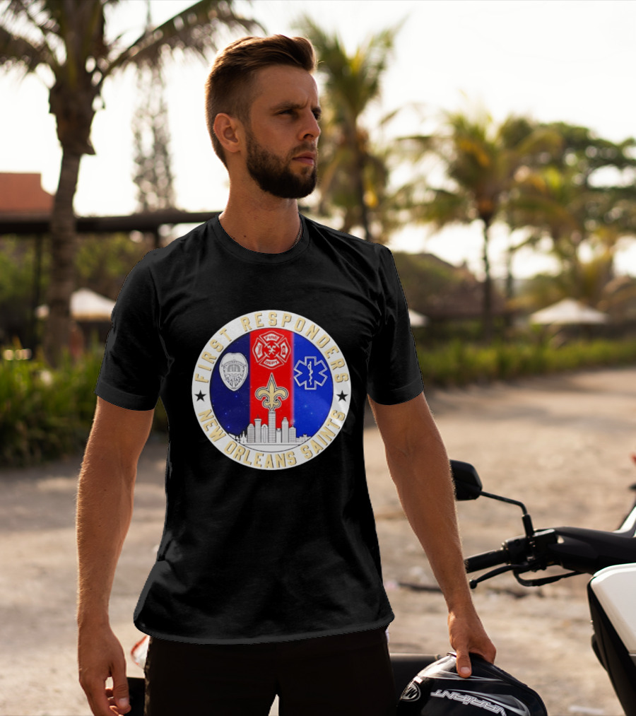 New Orleans Saints First Responders Tribute 9.11 Skyline Fire Dept Police EMT T-Shirt