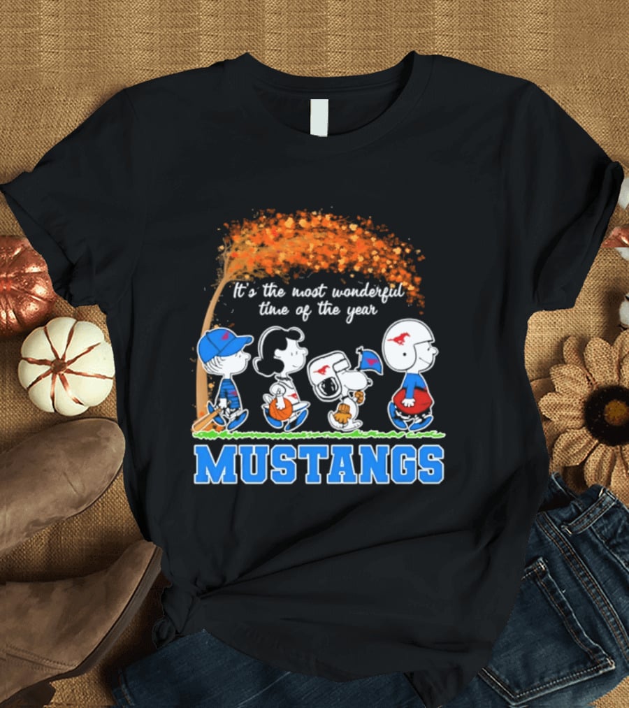 SMU Mustangs Peanuts Most Wonderful Time Of The Year Fall Halloween 2026 T-Shirt