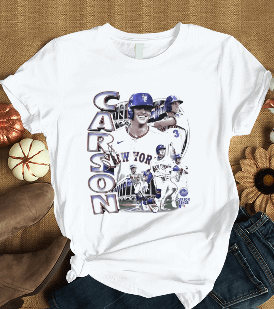 Carson Benge New York Mets MLB Baseball Collage T-Shirt