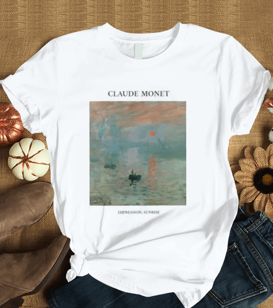 Claude Monet Impression Sunrise Oil Painting T-Shirt