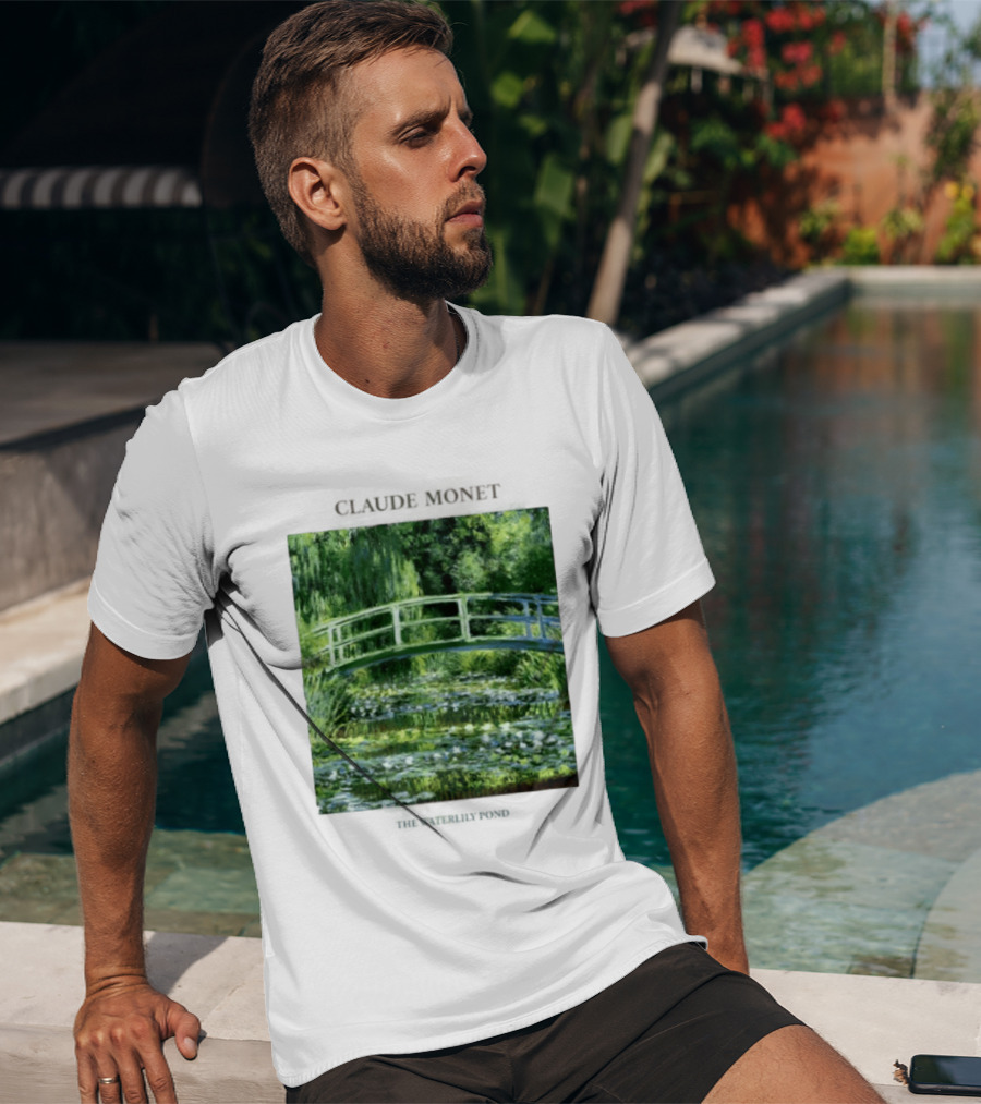 Claude Monet The Waterlily Pond Painting Scenic Landscape T-Shirt