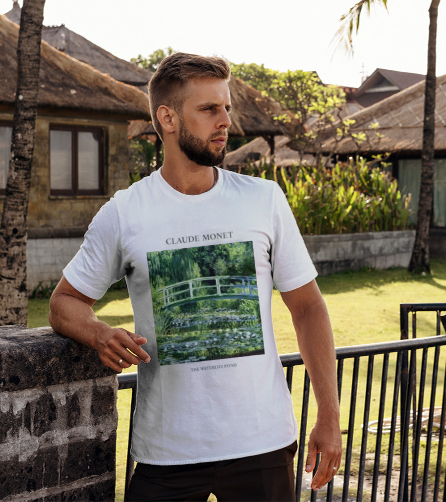Claude Monet The Waterlily Pond Painting Scenic Landscape T-Shirt