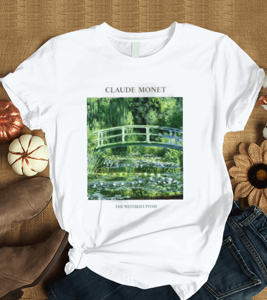 Claude Monet The Waterlily Pond Painting Scenic Landscape T-Shirt