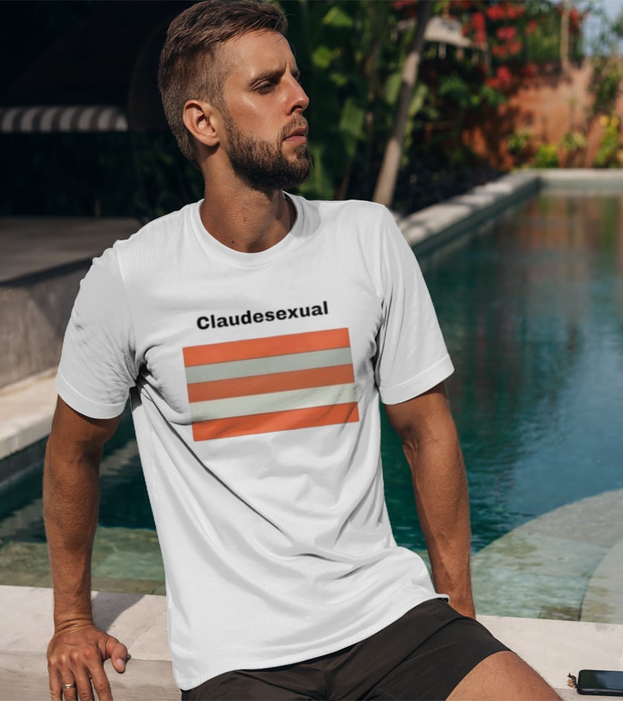 Claudesexual Pride Flag LGBTQ Identity Orange And Gray Stripes T-Shirt
