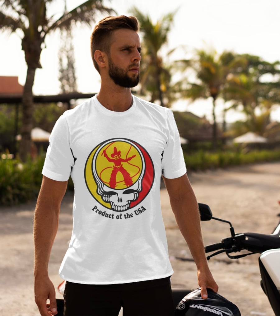 Dead Set Texas Pete Hot Sauce Cowboy Roper Skull USA T-Shirt