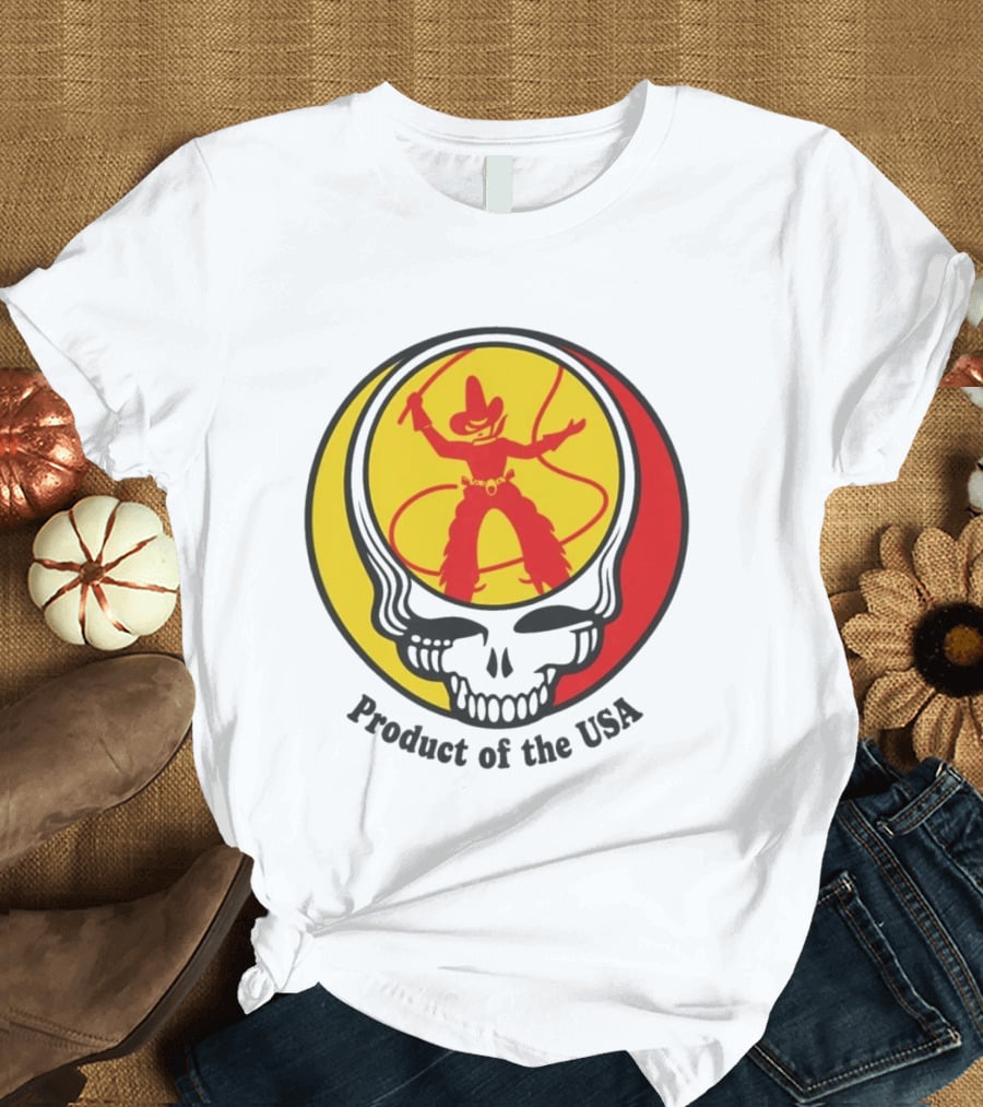 Dead Set Texas Pete Hot Sauce Cowboy Roper Skull USA T-Shirt