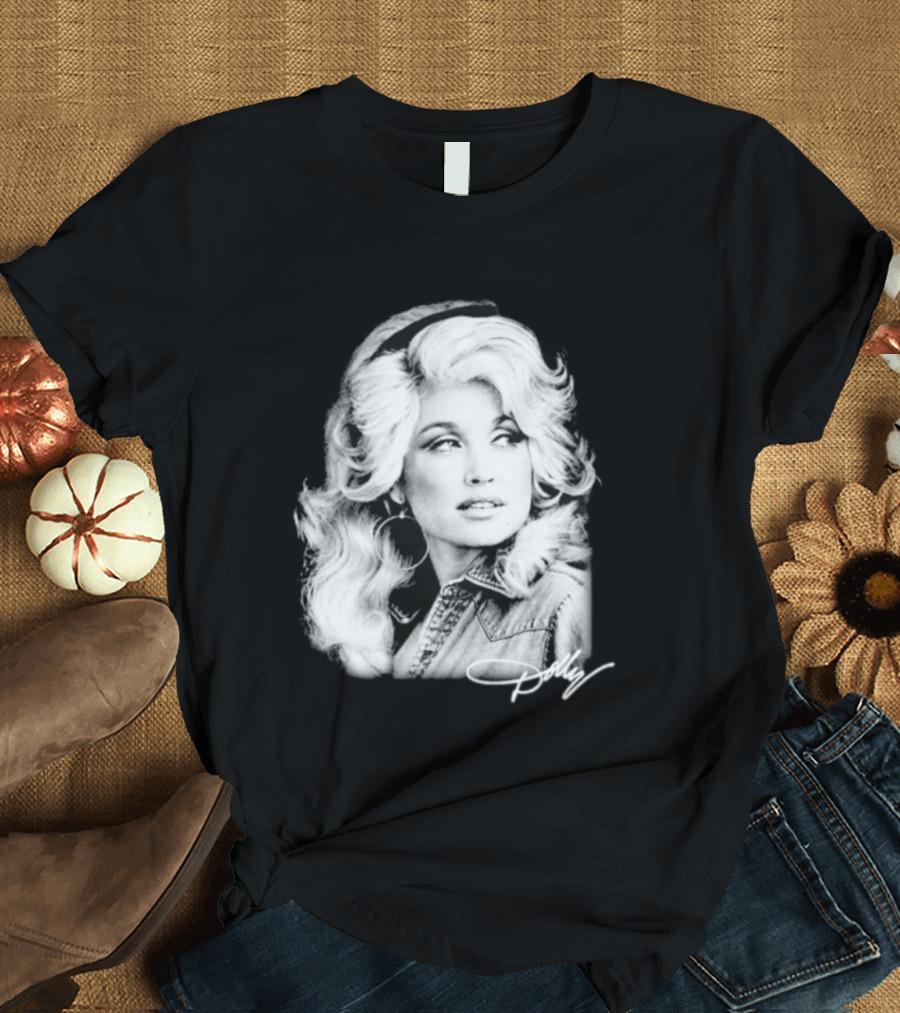 Dolly Parton Dolly Forever Legend Vintage Black And White Denim T-Shirt