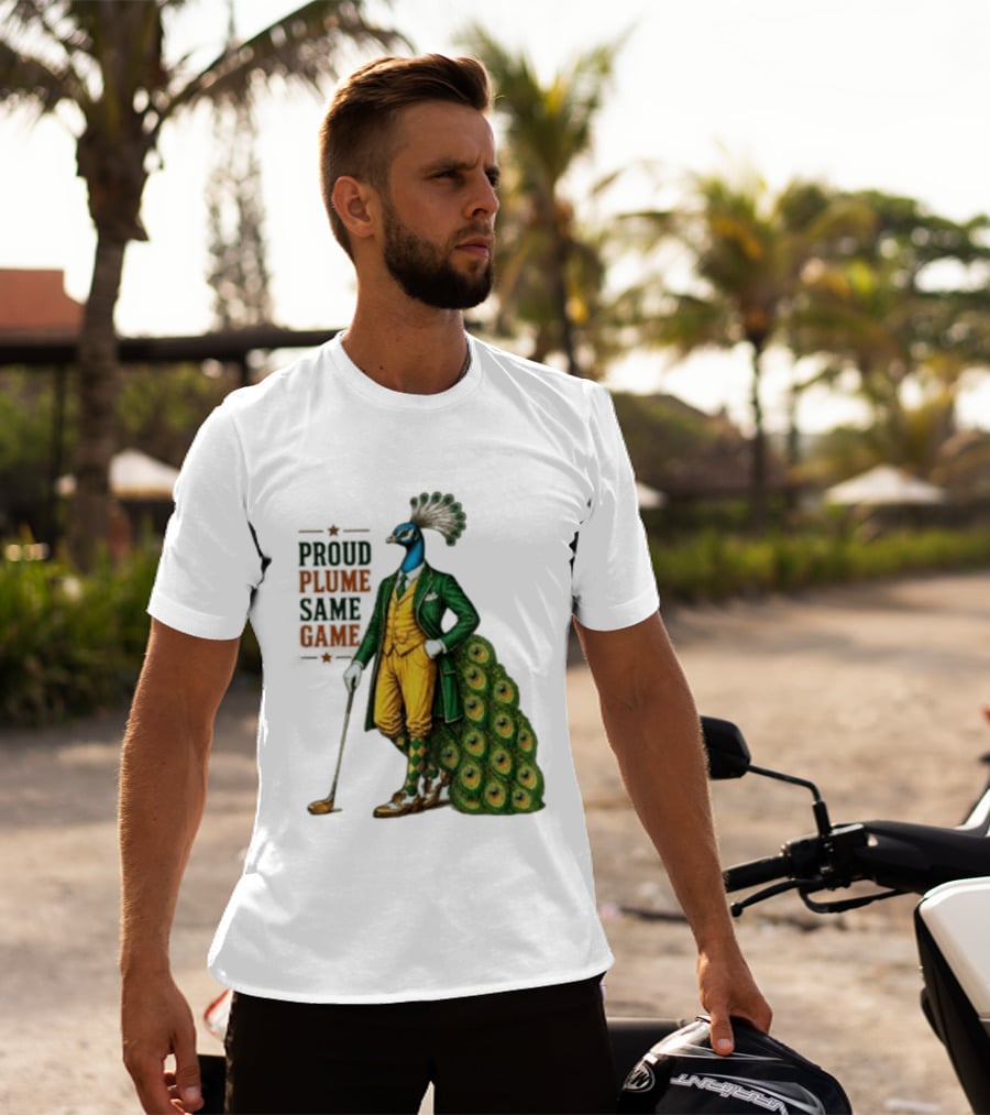 Proud Plume Same Game Peacock Golf Club Cartoon T-Shirt