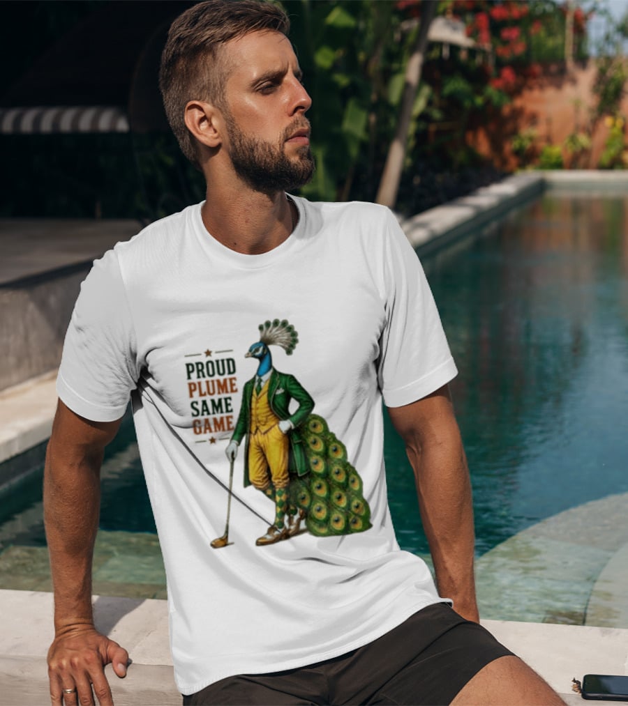 Proud Plume Same Game Peacock Golf Club Cartoon T-Shirt