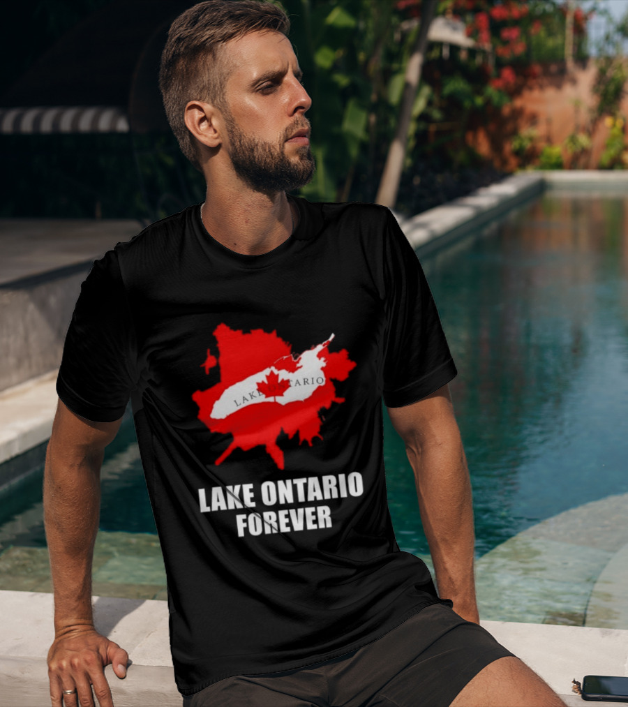 Lake Ontario Forever Canada Map Red Leaf T-Shirt