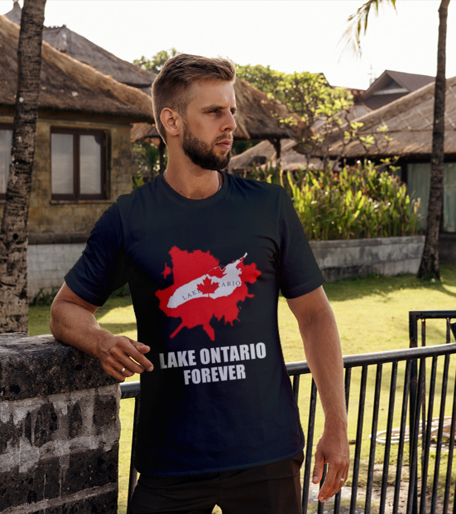 Lake Ontario Forever Canada Map Red Leaf T-Shirt