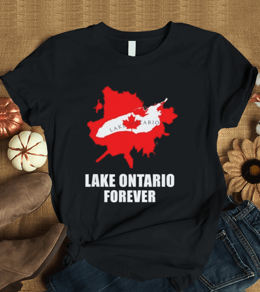 Lake Ontario Forever Canada Map Red Leaf T-Shirt