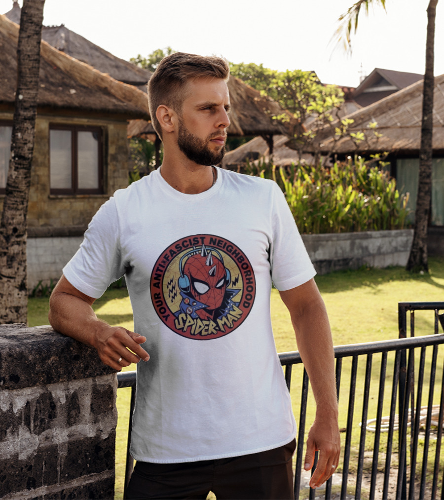 Spider Man Anti Fascist Punk Style Headphones Jacket T-Shirt