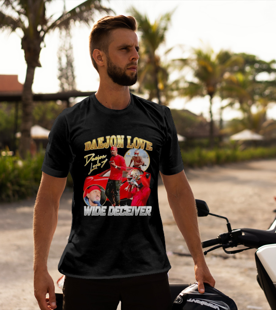 Daejon Love Wide Deceiver Football Tribute Red Car T-Shirt