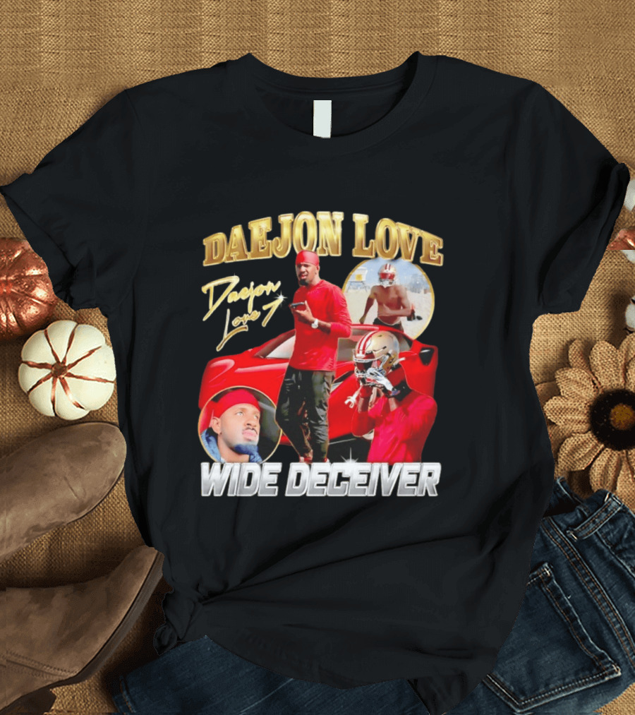 Daejon Love Wide Deceiver Football Tribute Red Car T-Shirt