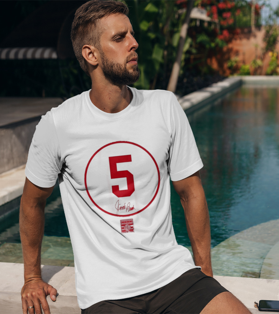 Johnny Bench Number 5 Signature Vintage Baseball T-Shirt