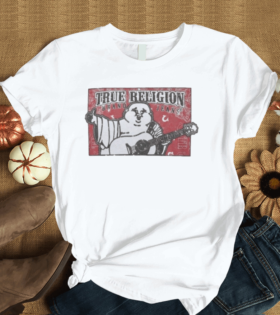 True Religion Brand Jeans Crystal Buddha Bandana T-Shirt