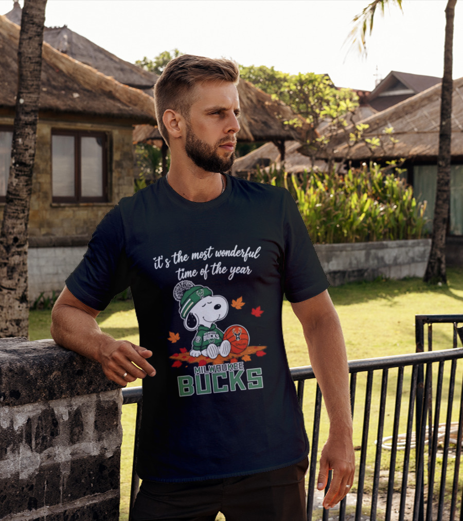 Milwaukee Bucks Snoopy 2026 It's The Most Wonderful Time Of The Year Halloween T-Shirt