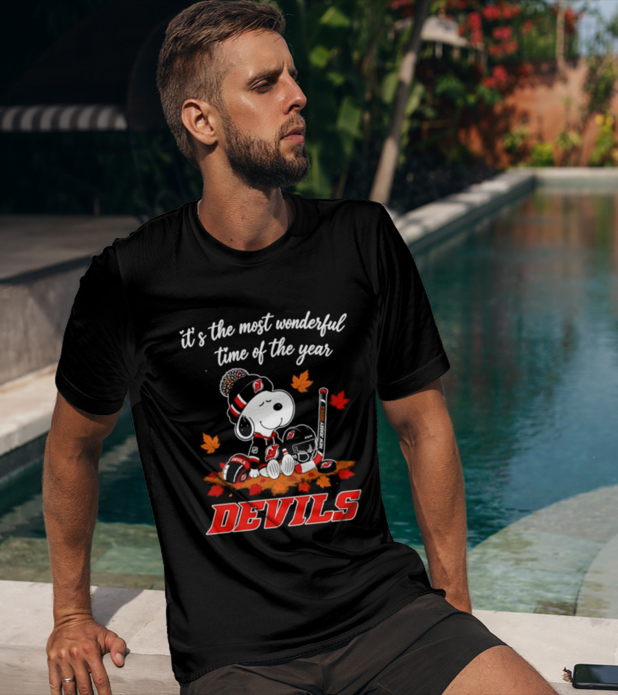 New Jersey Devils Snoopy Halloween 2026 It's The Most Wonderful Time Of The Year Hockey T-Shirt