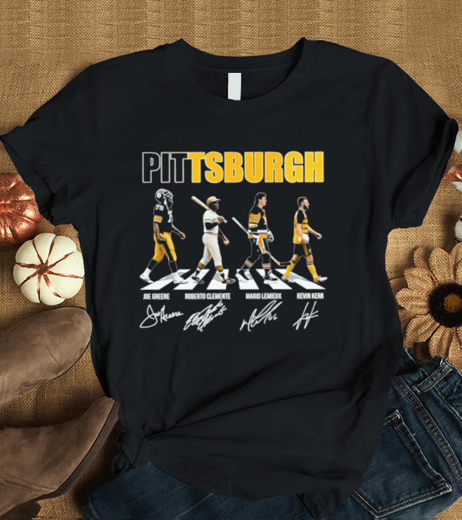 Pittsburgh Steelers Pirates Penguins Crossing Signatures T-Shirt