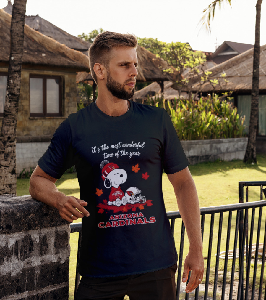 Arizona Cardinals Snoopy Fall Halloween It's The Most Wonderful Time Of The Year 2026 T-Shirt