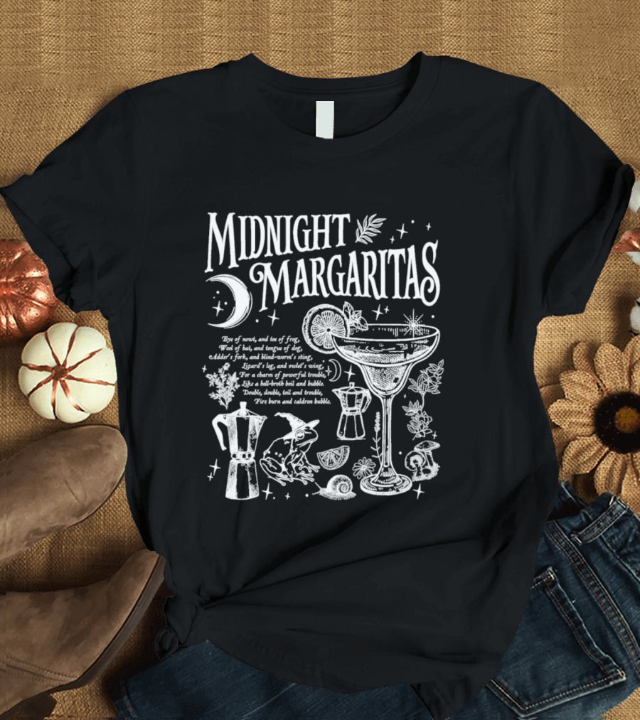 Midnight Margaritas Recipe Magic Mix With Moon And Lime T-Shirt
