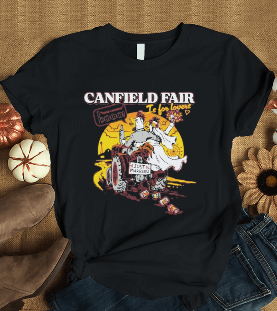 Canfield Fair Just Married Romance Tractor Boom Sunset T-Shirt