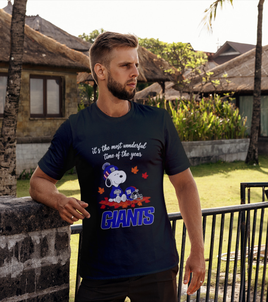 New York Giants Snoopy Fall Halloween 2026 Most Wonderful Time Of The Year T-Shirt
