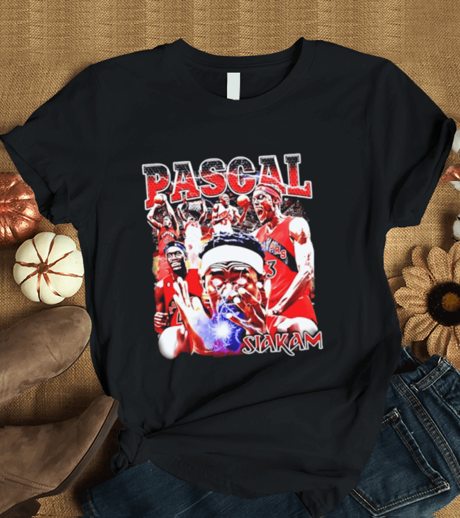 Pascal Siakam Toronto Raptors Thunder Eyes Basketball Player Action Collage T-Shirt