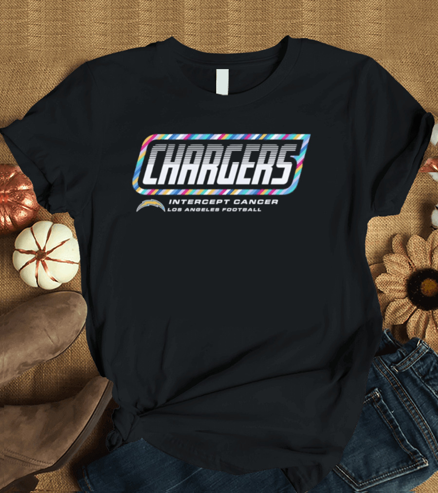 Los Angeles Chargers Intercept Cancer Crucial Catch 2026 Football T-Shirt