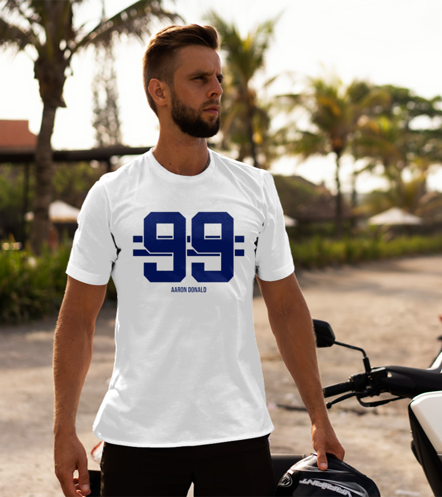 Aaron Donald 99 Los Angeles Rams Stripe Number T-Shirt