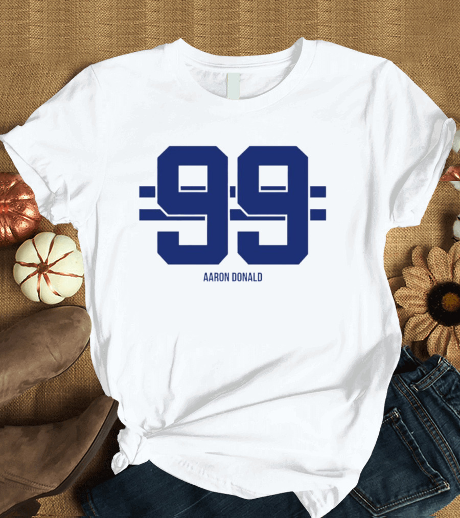 Aaron Donald 99 Los Angeles Rams Stripe Number T-Shirt