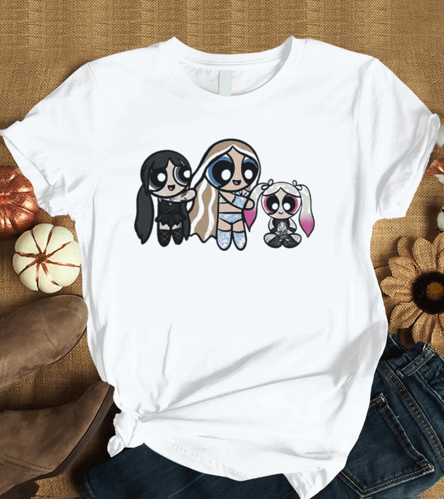 Powerpuff Charlexley Trio In Unique Cartoon T-Shirt