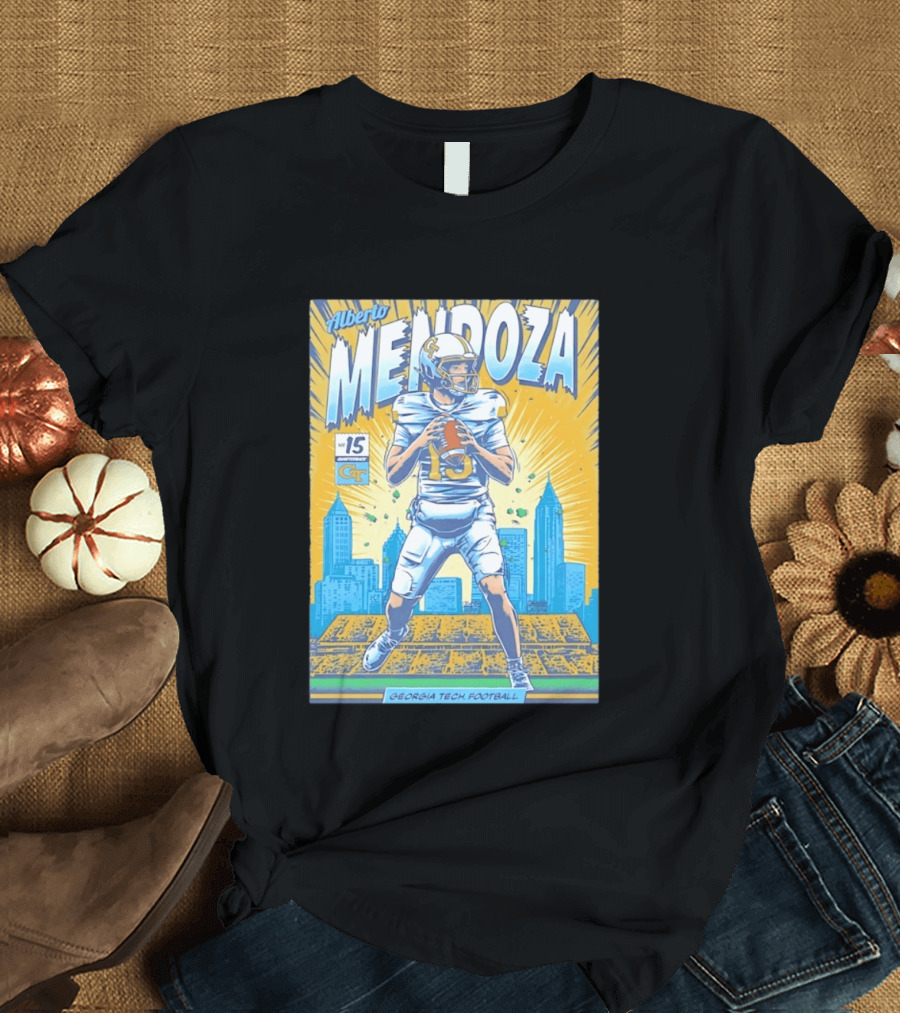 Alberto Mendoza Georgia Tech Football No 15 Yellow Jackets T-Shirt