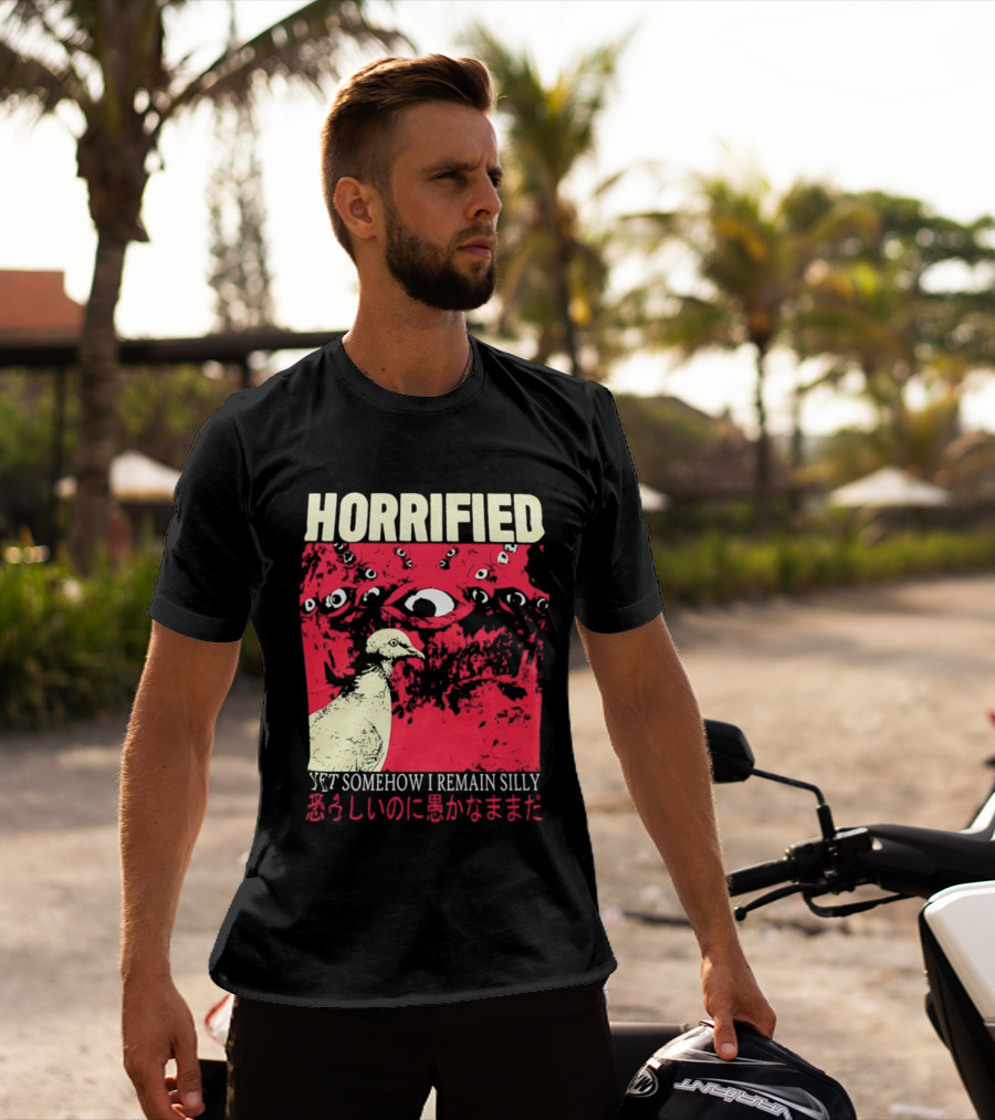 Horrified Pigeon Yet Somehow I Remain Silly Japanese T-Shirt