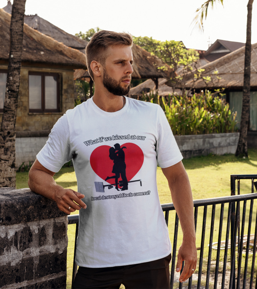 What If We Kissed At Our Local Destroyed Flock Camera Romantic Heart T-Shirt
