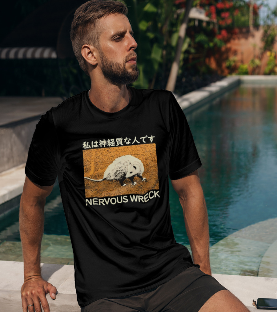 Opossum Nervous Wreck Vintage Style Wildlife Humor T-Shirt