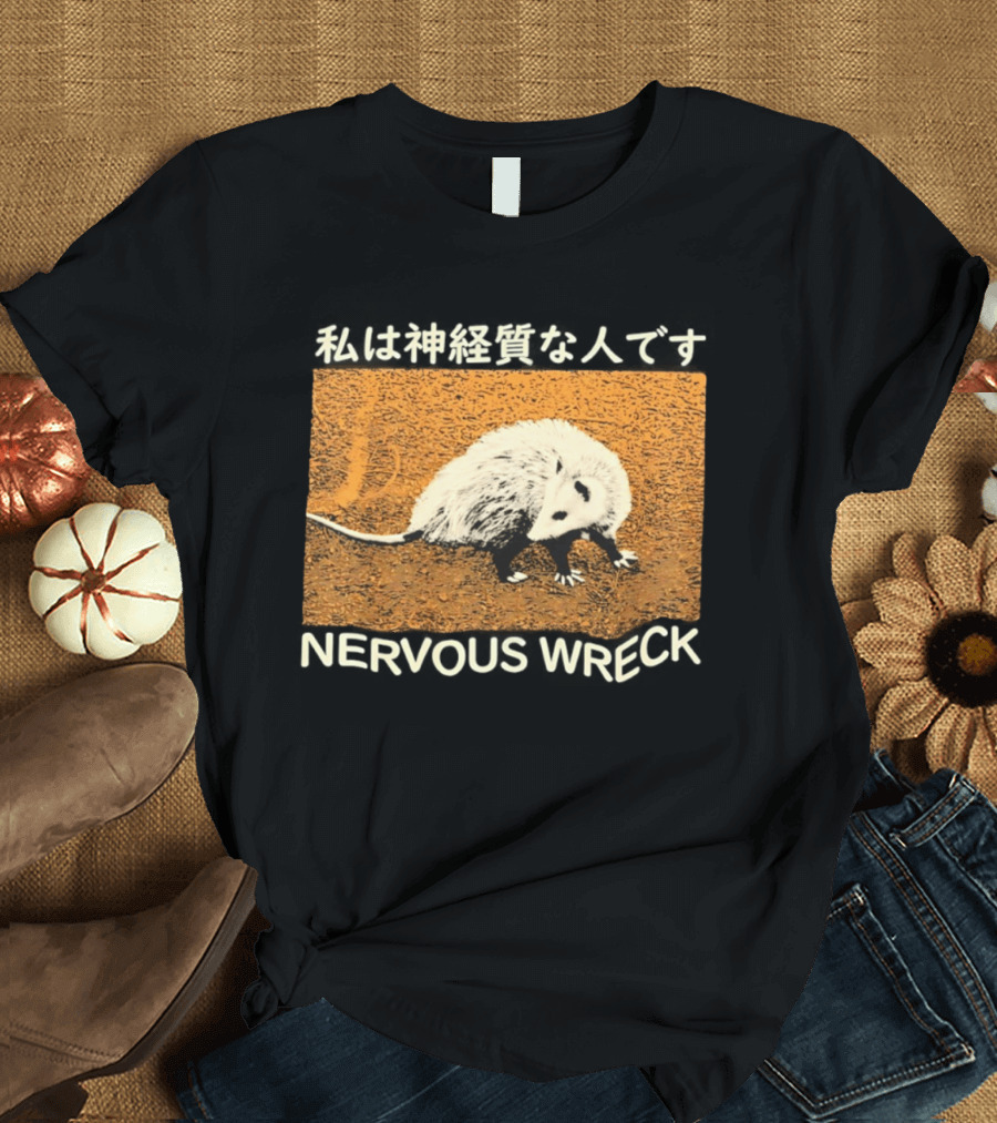 Opossum Nervous Wreck Vintage Style Wildlife Humor T-Shirt
