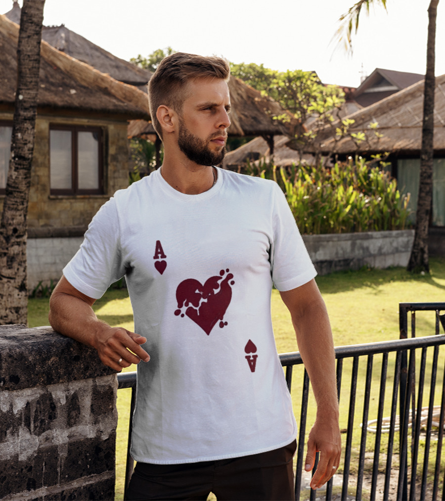 Ace Of Hearts Melting Card Visual T-Shirt