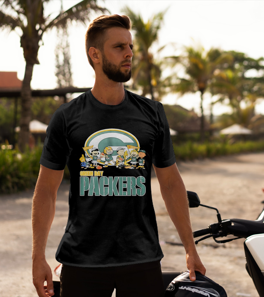 Peanuts Characters Celebrating Green Bay Packers Let's Go Go Team T-Shirt