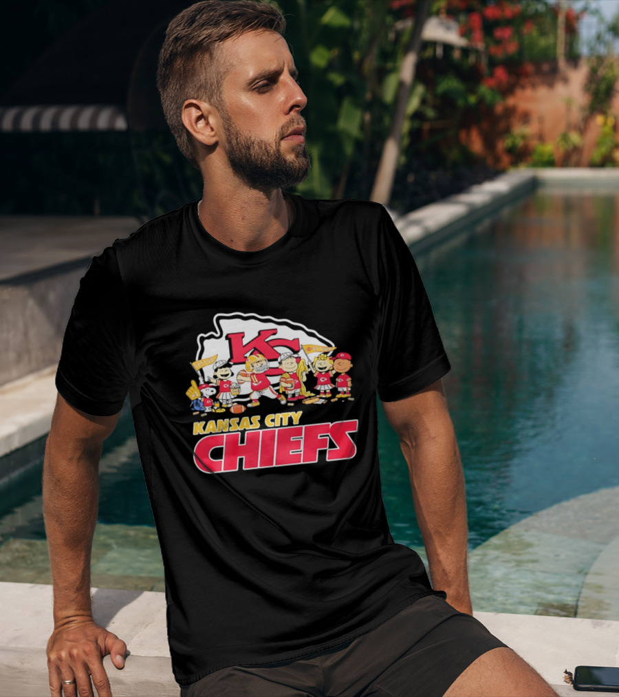Kansas City Chiefs Peanuts Characters Go Team Let's Go T-Shirt