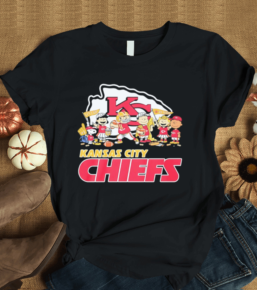 Kansas City Chiefs Peanuts Characters Go Team Let's Go T-Shirt