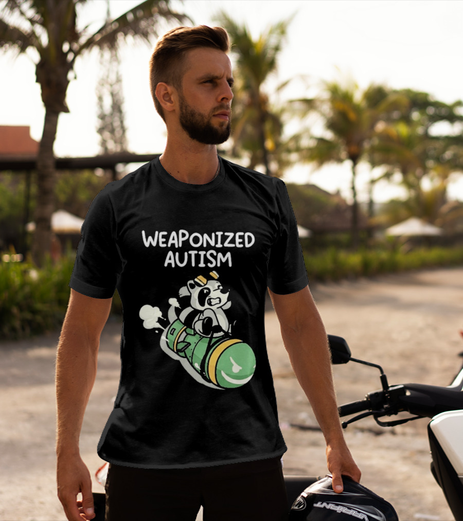 Weaponized Autism Raccoon Riding Missile T-Shirt
