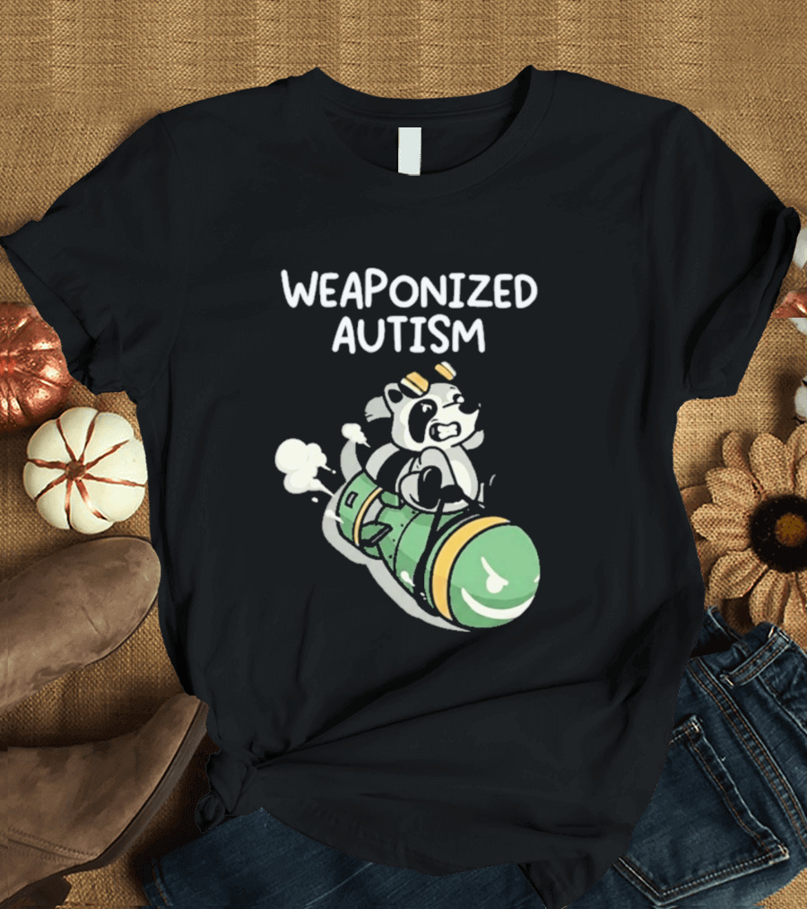 Weaponized Autism Raccoon Riding Missile T-Shirt