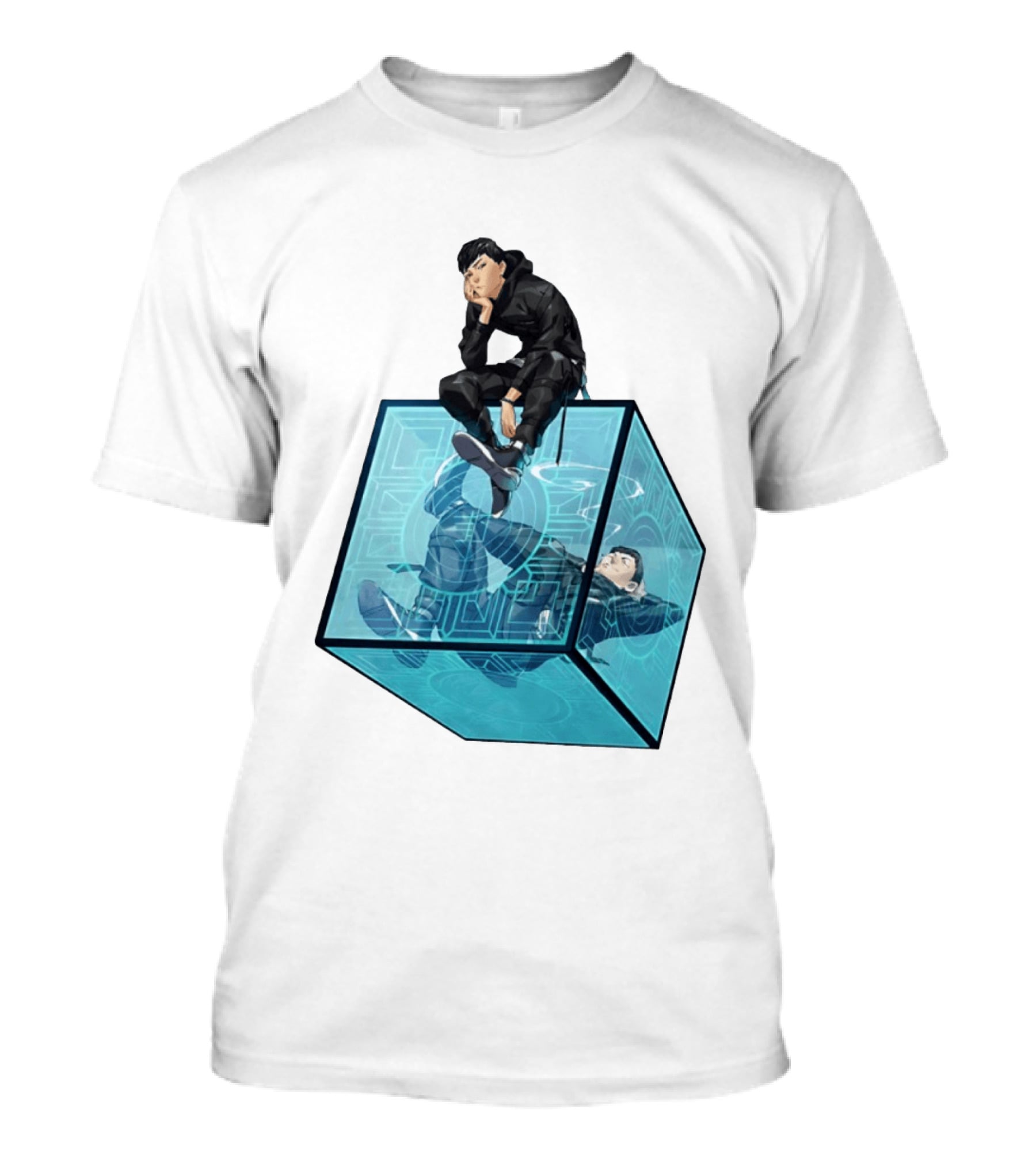 Ghostwire Tokyo Character Sitting On Cyber Cube T-Shirt