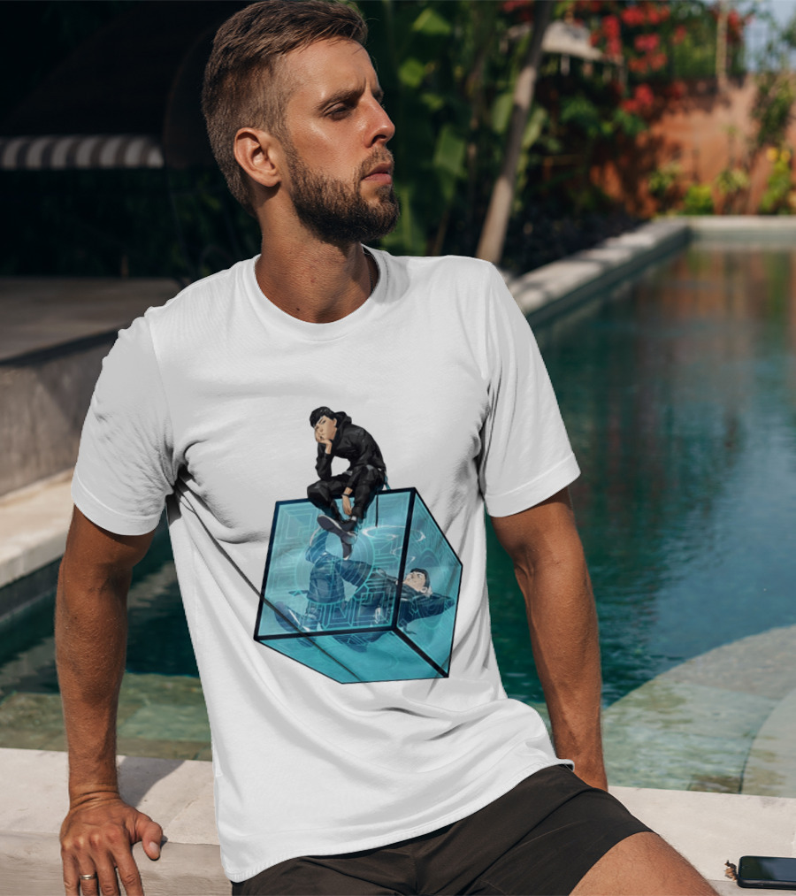 Ghostwire Tokyo Character Sitting On Cyber Cube T-Shirt