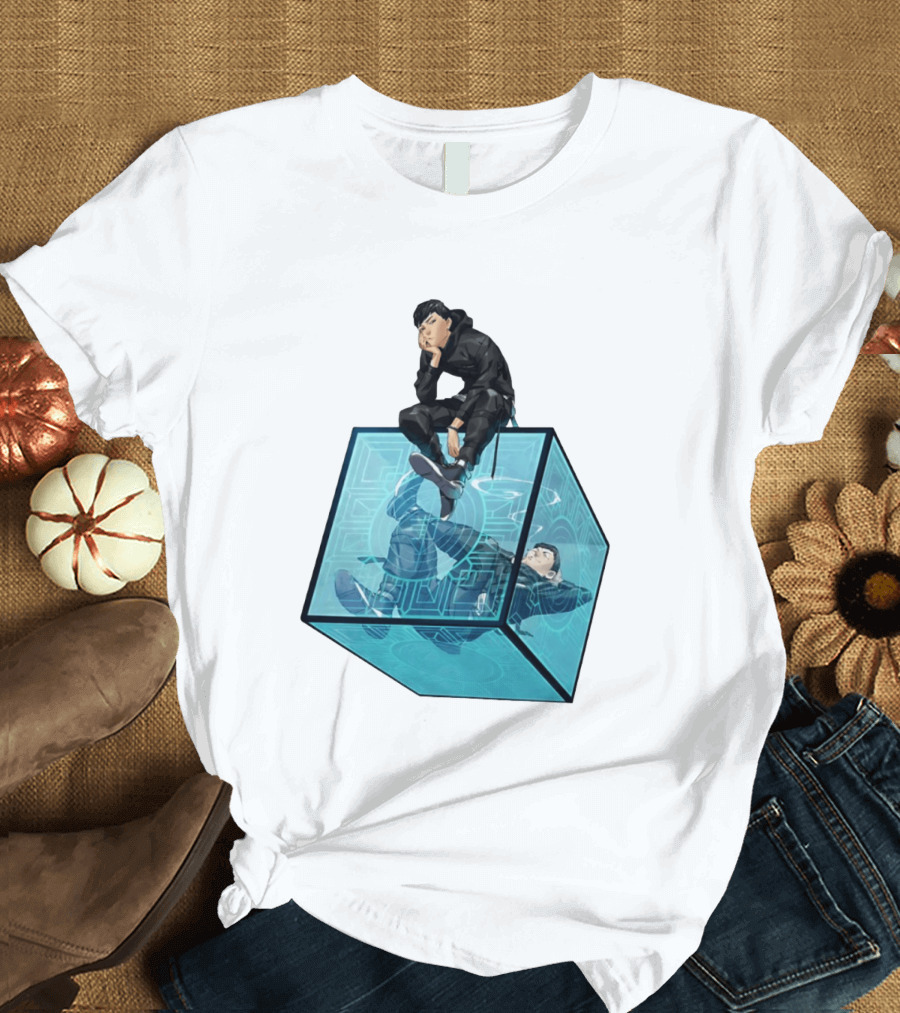 Ghostwire Tokyo Character Sitting On Cyber Cube T-Shirt