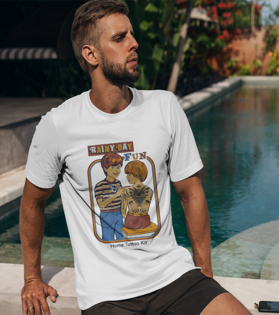 Rainy Day Fun Home Tattoo Kit Retro Style Boys With Tattoos T-Shirt