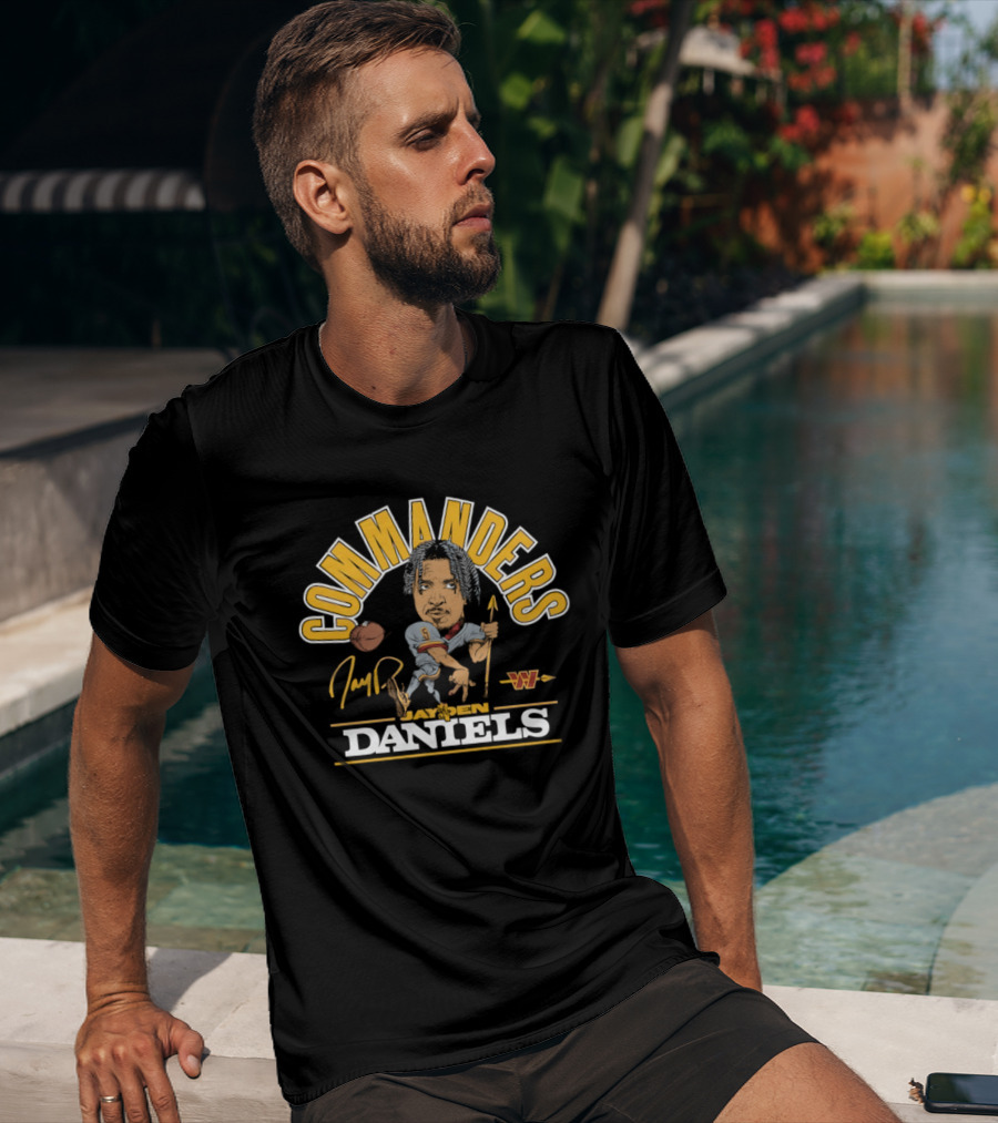 Washington Commanders Football Jayden Daniels Caricature T-Shirt