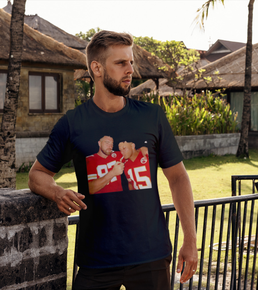 Kansas City Chiefs Mahomes Kelce Smoking 87 15 T-Shirt